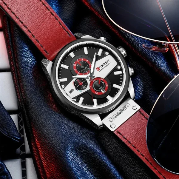 Curren Watches  CURREN Original Brand Leather Straps Wrist Watch For Men With Brand (Box & Bag)-8394 - Image 6